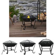 The Living Store Feuerschale mit Schürhaken 50 cm xxl Stahl - Kamine - Schwarz