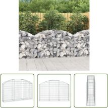 Jormftte - The Living Store Gabione mit Hochbogen 150x30x80/100 cm Verzinktes Eisen - Gabionenkorb - Gabionenwand - Gartendekoration - Gartenzubehör