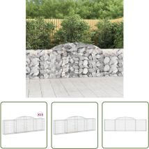 The Living Store - Gabionen Mit Hochbogen 13 Stk. 300x30x80/100cm Verzinktes Eisen - Gabionen - Gartendeko - Gartenzubehör - Zaun - Sichtschutz