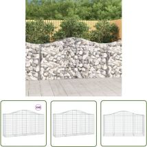 The Living Store Gabionen mit Hochbogen 40 Stk 200x50x100/120cm Verzinktes Eisen - Gabionen - Gabionenkorb - Gartendeko - Gartenzubehör - Zaun