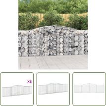 The Living Store - Gabionen Mit Hochbogen 6 Stk. 400x50x100/120cm Verzinktes Eisen - Gabionen - Gartenzaun - Gartendeko - Gartengestaltung - Stauraum