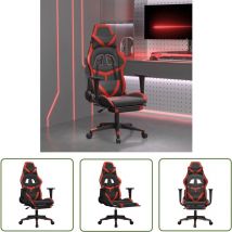 The Living Store - Gaming-Stuhl mit Massage & Fußstütze Schwarz & Rot Kunstleder - Gaming-Stuhl - Gamer Chair - Bürostuhll - Ergonomischer Stuhl