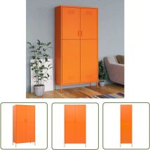 The Living Store - Garde-robe Orange 90x50x180 cm Acier - Armoire - Meuble Rangement - Placard - Dressing - Commode
