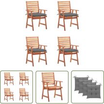 Abcrital - The Living Store Garten-Essstühle 4 Stk. mit Kissen Massivholz Akazie - Gartensessel - Gartenmöbel - Holzgartenmöbel - Akasienholzmöbel