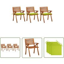 Doc&et² - The Living Store Garten-Essstühle mit Kissen 3 Stk. Massivholz Akazie - Gartensessel - Holzsessel - Akaziesessel - Outdoor Möbel