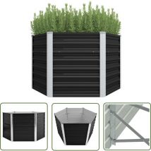 The Living Store Garten-Hochbeet Anthrazit 129 x 129 x 77 cm Verzinkter Stahl - Gartenhochbeet - Metallhochbeet - Stahlteich - Anthrazit - Sechseckig