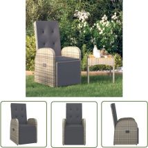 The Living Store Garten-Liegestuhl mit Auflage Poly Rattan Grau - Gartensessel - Outdoor-Sessel - Lounge Chair - Gartenmöbel - Relaxsessel