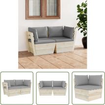 The Living Store Garten-Palettensofa 2-Sitzer mit Kissen Fichtenholz - Gartensorgen - Outdoor Möbel - Holzsessel - Lounge Set - Balkonmöbel
