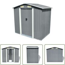 Inlife - The Living Store Gartenschuppen Grau Metall 204 x 132 x 186 cm - Gartenschuppen - Stahlausstattung - Werkzeuglagerung - Außenaufbewahrung