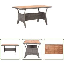The Living Store Gartentisch Grau 120x70x66 cm Akazie Massivholz - Esstisch - Gartentisch - Holztisch - Rattan Tisch - Outdoor Möbel