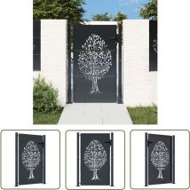 The Living Store Gartentor Anthrazit 105x130 Cm Stahl Baum-design - Gartentor - Metalltor - Stahltür - Zaun - Einfahrtstor