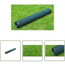 The Living Store Grillage à poule avec revêtement en PVC 25x0,5 m vert - Clôture Jardin - Grillage Agricole - Grillage Poulet - Clôture Pvc - Clôture
