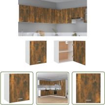 The Living Store Hängeschrank Räuchereiche 50x31x60 cm Holzwerkstoff - Küchenmöbel - Hängeschrank - Holzschrank - Wohnwandregal - Regal Küche
