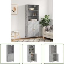 The Living Store Highboard Betongrau 69,5x34x180 cm Holzwerkstoff - Sideboard - Hochschrank - Wohnraumgestaltung - Betonoptik - Regal