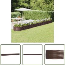 Hochbeet Pulverbeschichteter Stahl 620x80x36 cm Braun - Hochbeet - Gartenmöbel - Stahltanks - Pflanzenbehälter - Balkonbepflanzung - The Living Store