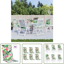 The Living Store Hochlehner-Auflagen 6 Stk. Mehrfarbig Stoff - Hochlehner Auflagen - Gartenstuhlkissen - Outdoor Kissen - Sitzkissen - Balkon Deko
