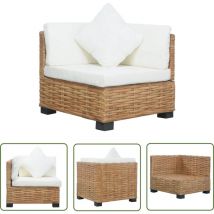 The Living Store - Canapé d'angle avec coussins Rotin naturel - Canapé D'angle - Rotin Naturel - Mobilier De Jardin - Salon - Véranda
