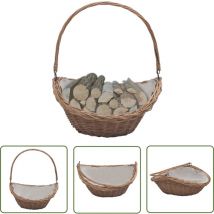 Abcrital - The Living Store Holzkorb mit Tragegriff 57 × 46 × 52 cm Braun Weide - Brennholzkorb - Holzkorb - Weidenkorb - Lagerung Brennholz