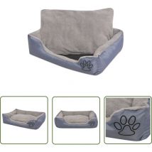 The Living Store Hundebett mit gepolstertem Kissen Größe m Grau - Hunde Bett - Hundebett - Oxford Gewebe - Wasserabweisendes Hundebett - Kuscheliges