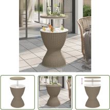 The Living Store - Table à glacière 3 en 1 marron clair polypropylène - Table à Glacière - Table De Jardin - Mobilier De Jardin - Table Extérieure