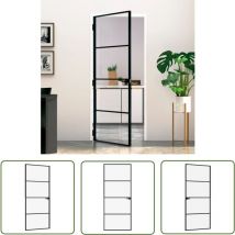 Werwing - The Living Store Innentür Schwarz 83x201,5 cm Hartglas & Aluminium Schlank - Innentür - Glastür - Moderne Tür - Schwarze Tür - Aluminiumtür