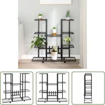 The Living Store Jardinière Avec Roues 94,5x24,5x91,5 Cm Noir Fer - Support Plante - Jardinerie - Étagère Plante - Fleur Pot - Décoration Intérieur