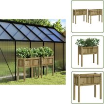 The Living Store - Jardinières 2 pcs avec pieds bois de pin imprégné - Jardiniere Bois - Jardinerie - Pots De Fleurs Exterieur - Decoration Jardin