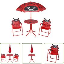 The Living Store - Jeu de bistro avec parasol pour enfants 3 pcs Rouge - Ensemble De Meubles De Jardin Enfant - Jeu De Bistrot Enfant - Parasol