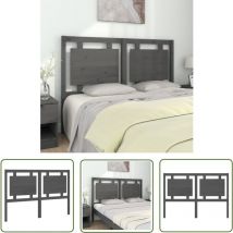 The Living Store Kopfteil Grau 145,5x4x100 cm Massivholz Kiefer - Holz Kopfteil - Kiefernholz Kopfteil - Rustikal Kopfteil - Grauer Kopfteil - Bett