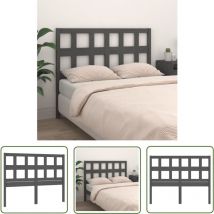 The Living Store Kopfteil Grau 165,5x4x100 cm Massivholz Kiefer - Holz Kopfteil - Kiefer Kopfteil - Rustikal Kopfteil - Bettsofa Kopfteil - Grauer