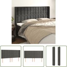 The Living Store Kopfteil mit Ohren Dunkelgrau 203x16x118/128 cm Samt - Samt Kopfteil - Betthaupt - Kopfteil Grau - Wohnaccessoires - Schlafzimmer