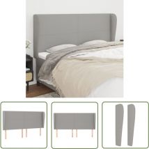 Bonnevie - The Living Store Kopfteil mit Ohren Hellgrau 203x23x118/128 cm Stoff - Bettkopfteil - Kopfteil - Betthaupt - Schlafzimmereinrichtung