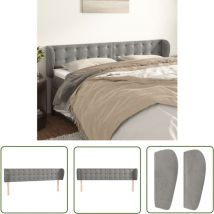 The Living Store Kopfteil mit Ohren Hellgrau 203x23x78/88 cm Samt - Bettkopfteil - Kopfteil - Samt - Grau - Wohnaccessoires