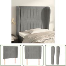 The Living Store Kopfteil mit Ohren Hellgrau 93x23x118/128 cm Samt - Samt Kopfteil - Bettkopfteil - Kopfteil Hellgrau - Wohnaccessoires