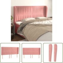 The Living Store Kopfteil mit Ohren Rosa 163x23x118/128 cm Samt - Samt Kopfteil - Rosa - Bettkopfendeckung - Kopfteil Höhenverstellbar