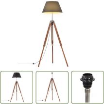 The Living Store - Lampadaire à trépied Marron miel et noir Bois de teck 141 cm - Lampadaire Retro - Lampadaire Design - Lampadaire Bois - Lampadaire