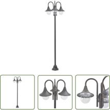 Lampadaire de jardin E27 220 cm Aluminium 3 lanternes Bronze - Lampadaire De Jardin - Lampadaire Exterieur - Éclairage Extérieur - Luminaire De