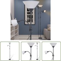 The Living Store Lampadaire Noir - Lampadaire Noir - Éclairage Intérieur - Lampadaire Design - Lampadaire Moderne - Lampadaire Double Fonction