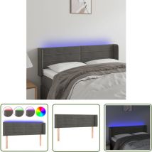 Maison Chic - The Living Store led Kopfteil Dunkelgrau 147x16x78/88 cm Samt - Samt Kopfteil - led Beleuchtung - Bettkopf - Nachttischlampe