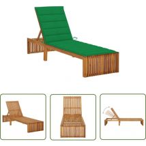The Living Store - Chaise longue avec coussin Bois d'acacia solide - Chaises Longues - Chaises Longues En Bois - Mobilier De Jardin - Bains De Soleil
