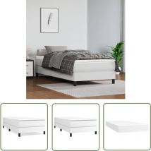 Bonnevie - The Living Store Sommier à lattes de lit avec matelas Blanc 80x200 cm Similicuir - Lit Plateforme - Lit Double - Matelas à Ressorts