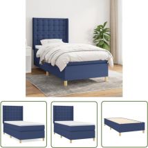 Maison Chic - The Living Store Sommier à lattes de lit avec matelas Bleu 90x200 cm Tissu - Lit Plateforme - Lit Double - Literie - Matelas à Ressorts