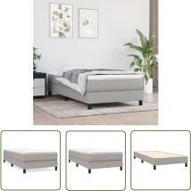 The Living Store - Sommier à lattes de lit avec matelas Gris clair 100x200cm Tissu - Lit Double - Lit Tapissier - Literie - Chambre à Coucher