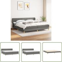 ZY - The Living Store Sommier à lattes de lit avec matelas Gris foncé 200x200cm Tissu - Lit Plateforme - Lit Double - Matelas à Ressorts Ensachés