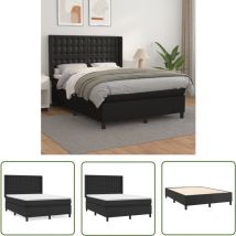 Bonnevie - The Living Store Sommier à lattes de lit avec matelas Noir 140x200 cm Similicuir - Lit Plateforme - Lit Double - Literie - Chambre à