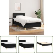 Maison Chic - The Living Store Sommier à lattes de lit avec matelas Noir 90x190 cm Tissu - Lit Double - Lit Tapissier - Literie - Matelas - Chambre à
