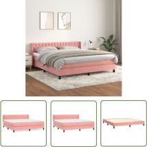 Bonnevie - The Living Store Sommier à lattes de lit avec matelas Rose 180x200 cm Velours - Lit Tapissier - Lit Velours - Lit Double - Literie