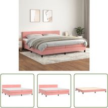 Kalisse - The Living Store Sommier à lattes de lit avec matelas Rose 200x200 cm Velours - Lit Tapissier - Lit Velours - Lit Double - Literie