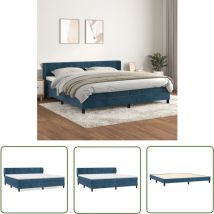 Kalisse - The Living Store Sommier à lattes de lit et matelas Bleu foncé 200x200cm Velours - Lit Plateforme - Lit Velours - Lit Double - Literie