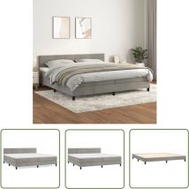 Maison Chic - The Living Store Sommier à lattes de lit et matelas Gris clair 200x200cm Velours - Lit Tapissier - Lit Velours - Lit Double - Tête De